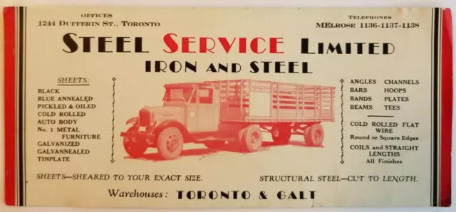 Ink Blotter Paper Steel Service Limited Tractor Trailer Wagon 1930/1940s   E1B