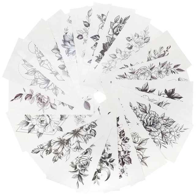 20 Pcs Décalcomanies Tatouage Stickers Autocollants Noirs Unique