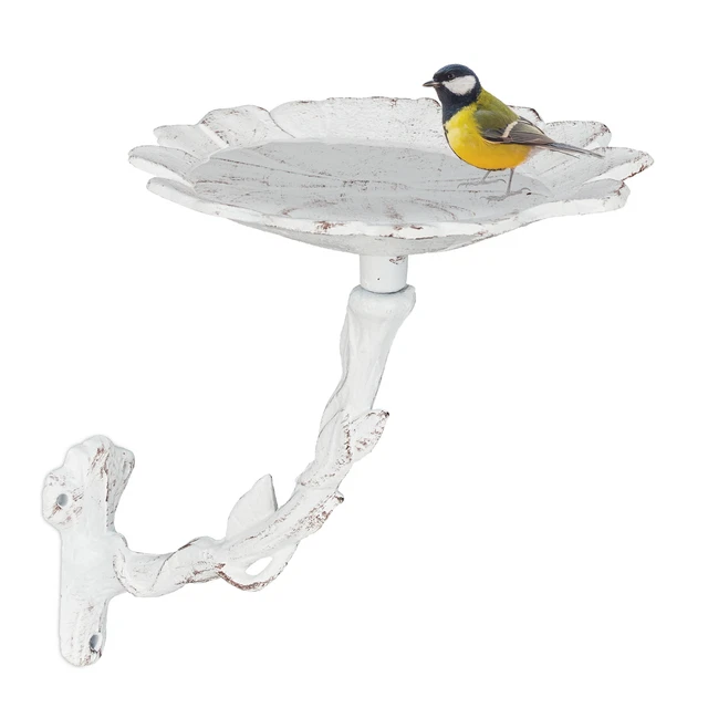 Vogeltränke Gusseisen Blüte Gartendeko Wassertränke Wildvögel Wasserschale Wand