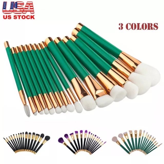 15Pcs Pro Makeup Brushes Set Multicolor Synthetic Hair Powder Cosmetic Tools Kit