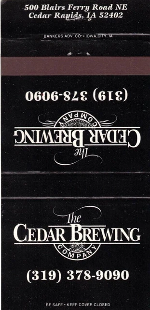 The Cedar Brewing Company-Cedar Rapids,Ia.-Two Inches Width-Empty-Matchbook