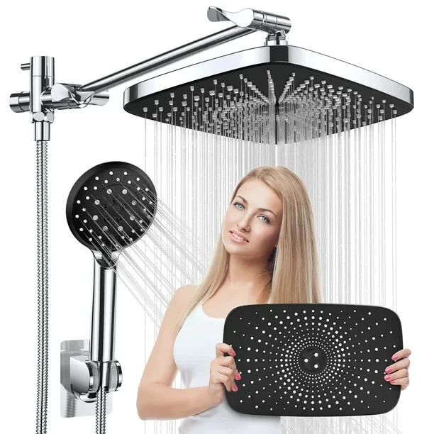 Veken 5-Setting High Pressure Shower Head, 12 inch Rain Shower Head with Handhel