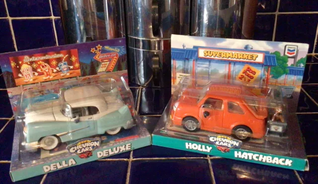 The Chevron Cars- Della Deluxe & Holly Hatchback Collectibles- NIB