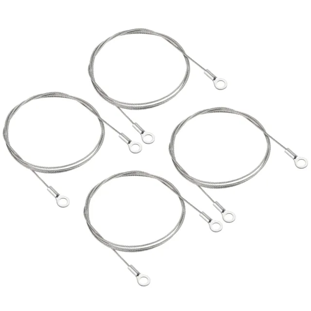4Pcs 1.5mmx1m Steel Security Cable 6mm ID Eyelets Ended Safety Wire Rope