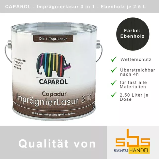 Imprägnierlasur Caparol Capadur 3 IN 1 Bois D'Ébène Contre Bleu & Fäulniss 2,5 L