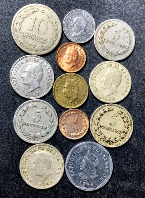 Old El Salvador Coin Lot - 1925-PRESENT - 12 Uncommon Coins - Lot #M27