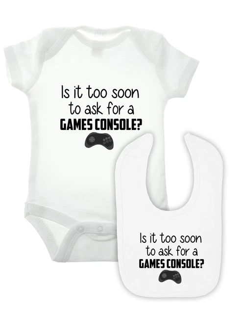 Game Console Babygrow And Bib Set - Funny Newborn Gift Baby BodySuit