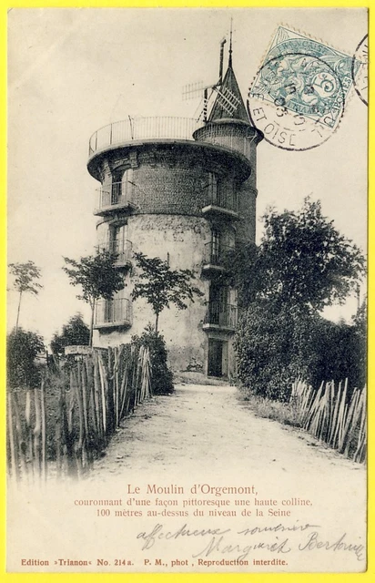 cpa 95 - SILVEREUIL (Val d'Oise) Le MOULIN d' ORGEMONT Dos 1900
