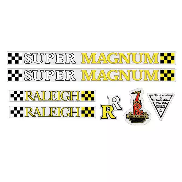 Raleigh - Super Magnum Yellow Aussie decal set - Old school bmx