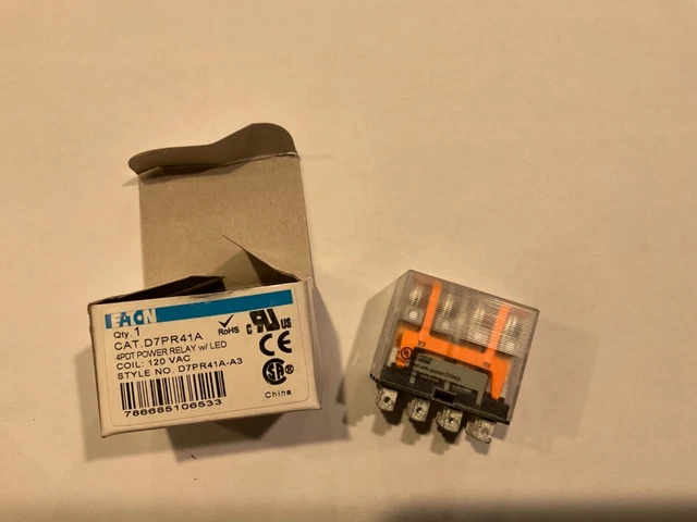 Eaton D7Pr41A General Purpose Ice Cube Relay  4Pdt, 120V Coil New