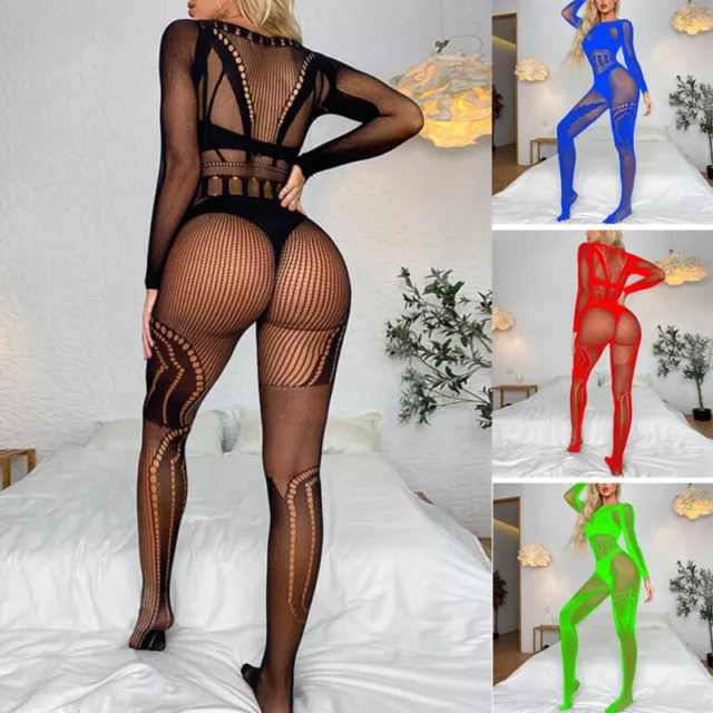 UK Womens Fishnet Bodysuit Body Stocking Lingerie Babydoll Nightwear Sleepwears