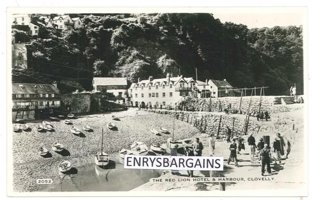 The Red Lion Hotel and Harbour, Clovelly, Devon. RP postcard by Dearden and Wade