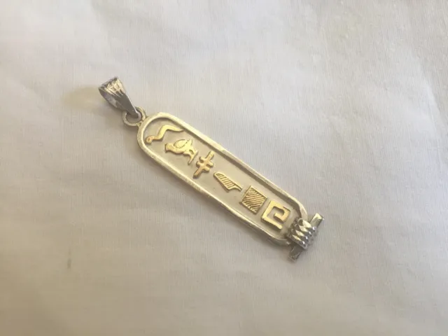Egyptian Personalized Silver With 18K Gold Hieroglyphic 3-5 Letters Cartouche