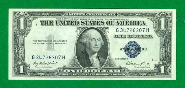 $1 1935-E 1 G/H Block Blue Seal Silver Certificate Cu.