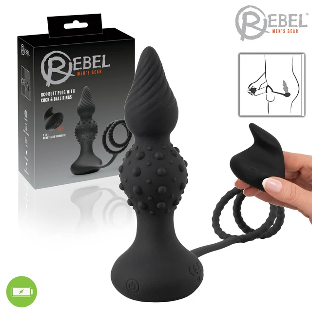 Rebel RC Butt Plug with Cock & Ball Rings - Tappo Anale con Anelli per Pene