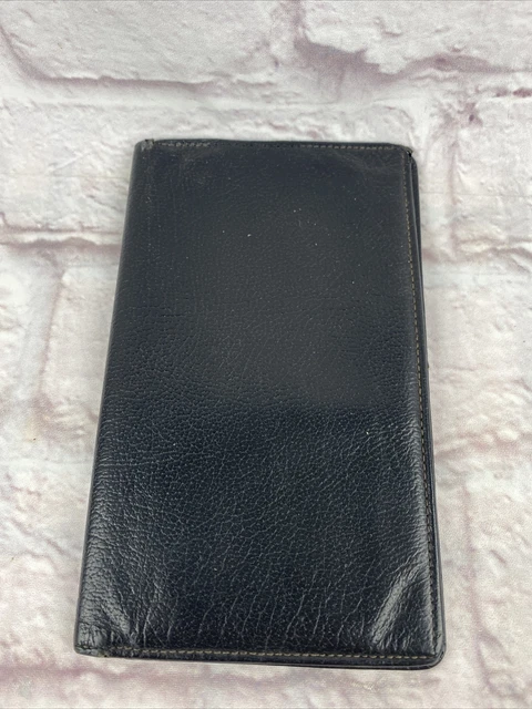 Vintage Black Leather Pocket DayTimer Antique Calf Senior Size Canada 4” x 7”