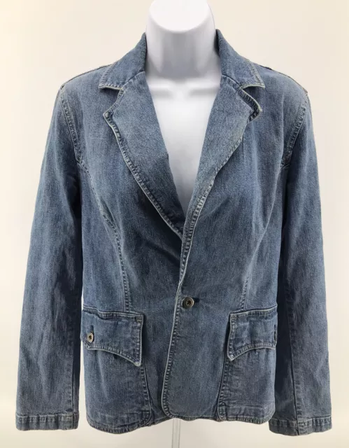 Tommy Hilfiger Vintage Womens Jean Jacket Sz 8 Small Blue Stretch Denim FastShip