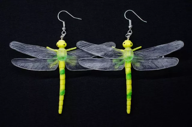 Libelle Ohrringe Miniblings Hänger Insekt Odonata Tier Dragonfly gelb grün