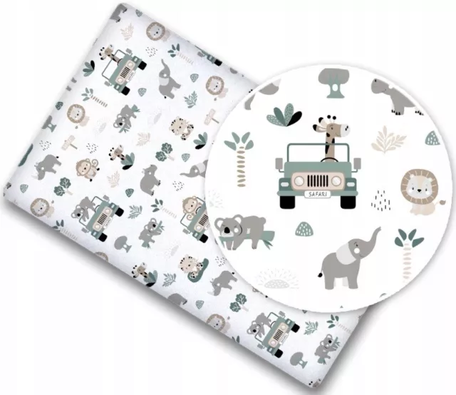 Baby Fitted Crib Sheet 100% Cotton To Fit Crib Toddler Bed 90x40cm On Safari