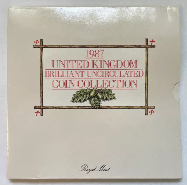 1987 United Kingdom Brilliant Uncirculated 8 Coin Mint Set in BOX