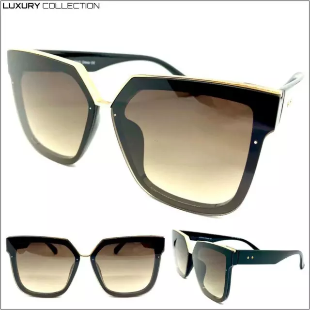 Classy Elegant Modern RETRO Cat Eye Style SUN GLASSES Black & Gold Fashion Frame