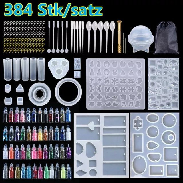 384 Stück Epoxidharz Formen Set Resin Gießharz Silikonform Schmuck Anhänger DIY