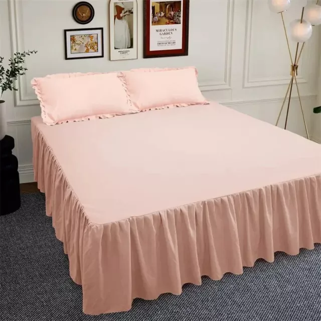 Candy Color Bed Skirts Soft Antis-lip Mattress Cover Protector Plain Bed Sheets