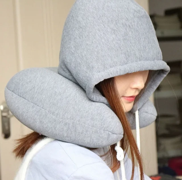 Travel Pillow Hooded U-Shaped Pillow Cushion Car Office Airplane Head Rest Neck