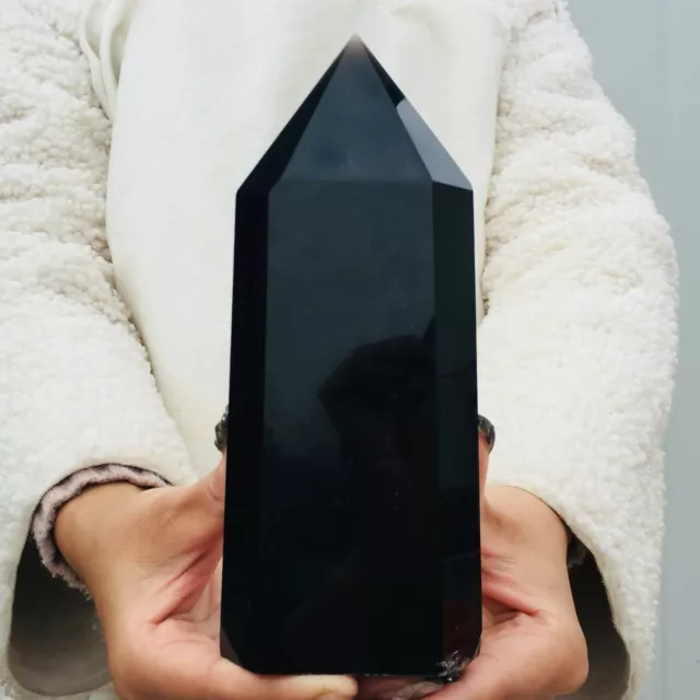 828G Natural Obsidian Obelisk Quartz Crystal  G239