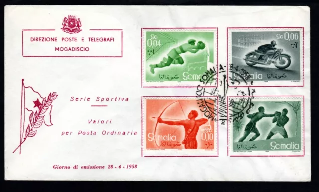 Somalia Afis, Sport, 1958, Fdc  In 3 Buste Ufficiali