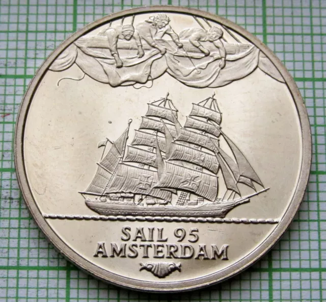 Netherlands 1995 Amsterdam Sail 2 Ecu Token, Sailing Ship Sagres, Unc