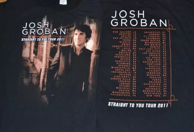 Josh Groban 2 Sided Graphic Concert Tee Straight to You Tour 2011 T-Shirt XL