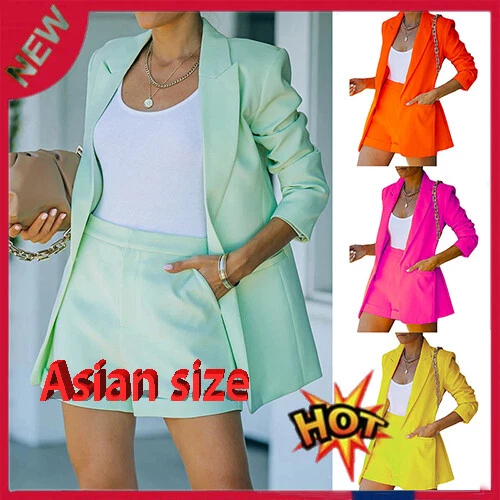 Completo Da Donna Blazer Completo Coordinato Giacca Top + Pantaloncini A