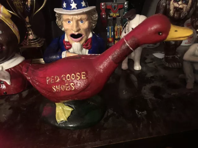 Red Goose Shoes Cast Iron Doorstop Bank Advertisement 9 1/2" L x 7" H x 4" W WOW