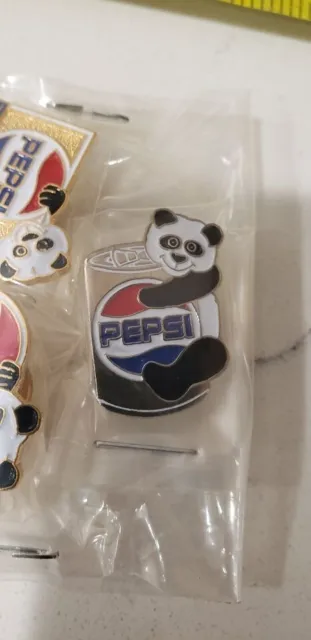 Vintage Collectible Pepsi Panda Lapel Pin Set (3)