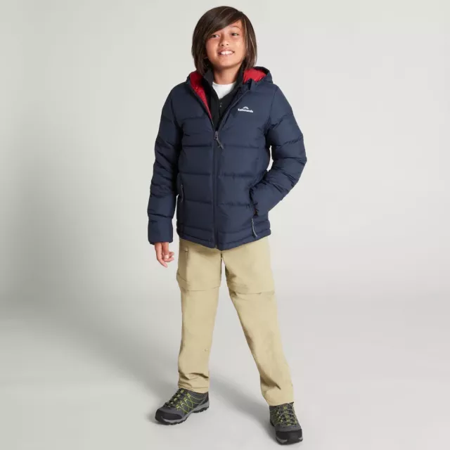 Kathmandu Hooded Puffer Jacket Coat Duck Down Navy Blue Kids Boys Size 10 Years 2
