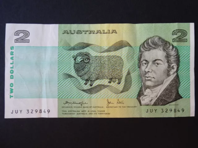 Banknote ~ Australia Two 2 Dollars 1974-1985 JUY329849