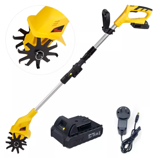 20V Mini Cordless Tiller Rototiller Cultivator Garden Soil Power Mini Rotary Hoe