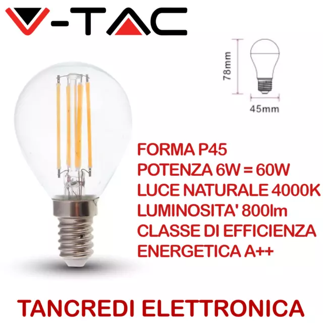 LAMPADINA LED A filamento Opal, Sfera P45, 6W/806lm, base E27, 3000K EUR  4,00 - PicClick IT