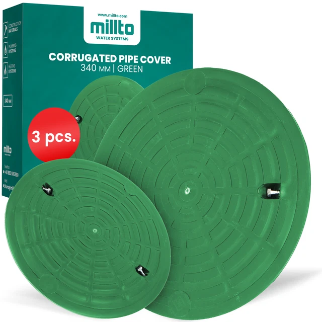 3x Millto™ Schachtabdeckung Kanaldeckel Kontrollschacht Abdeckung 340mm Wellrohr
