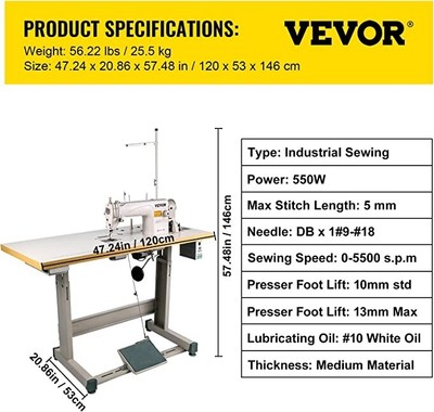 DDL-8700 Sewing Machine with Table+Servo Motor+Stand Industrial 550W Manual
