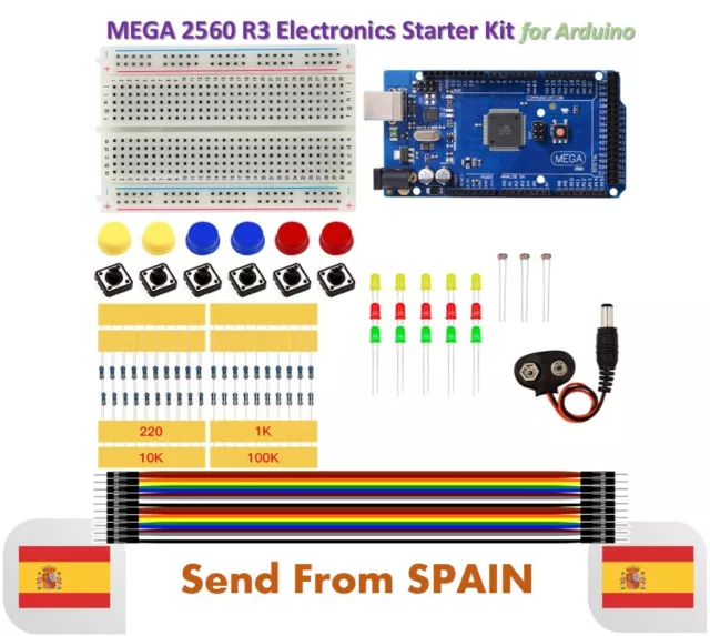Starter Kit MEGA 2560 R3 MINI Breadboard LED Jumper Wire Button for Arduino