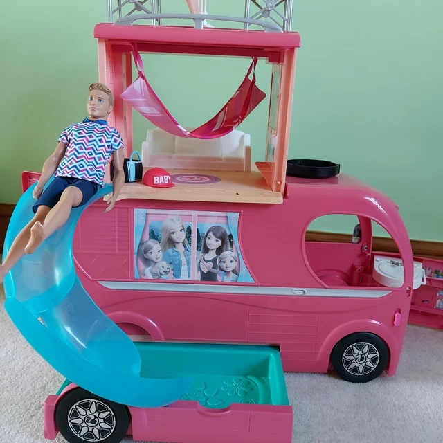 Barbie Pop Up Dream Camper van Pink Bus Motor Home Mattel (Dolls Not Included)