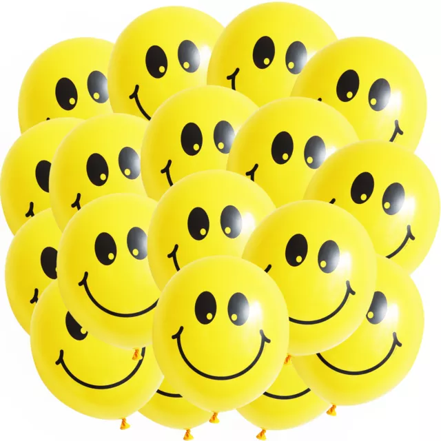 50 Stk. Bio Luftballons Set Smilie 12“ Party Geburtstag Rave Techno Deko Happy