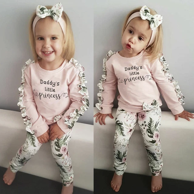 Abiti per bambine neonate top floreali pantaloni tuta fascia abiti
