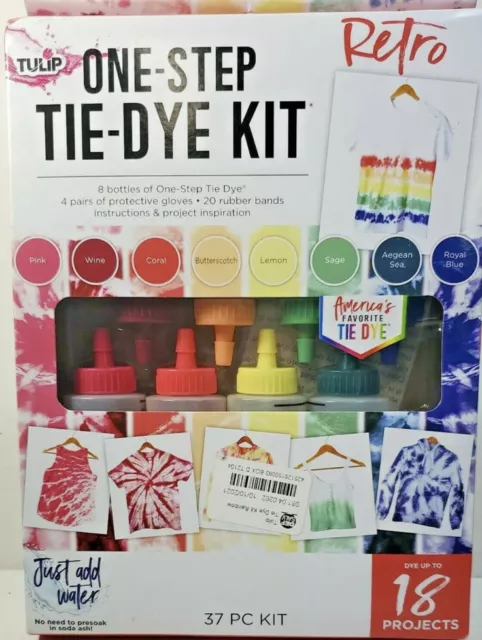 NUEVO Tulipán One-Step 37 piezas. Kit Tie-Dye con Colores Retro - ¡Tinte hasta 18 Proyectos!