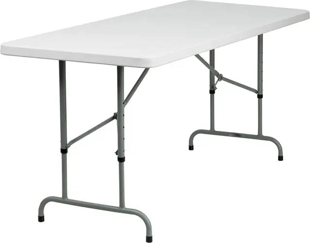 Kathryn 6-Foot Height Adjustable Granite White Plastic Folding Table
