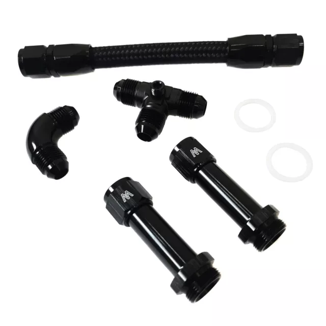 Carburettor Inlet Rail Kit -8AN Suits Holley Dual Fuel Line BLACK .