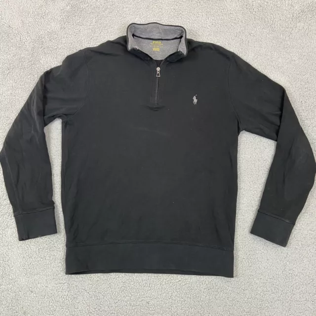 POLO Ralph Lauren Mens Size M 1/4 Zip Long Sleeve Pullover Sweater Black