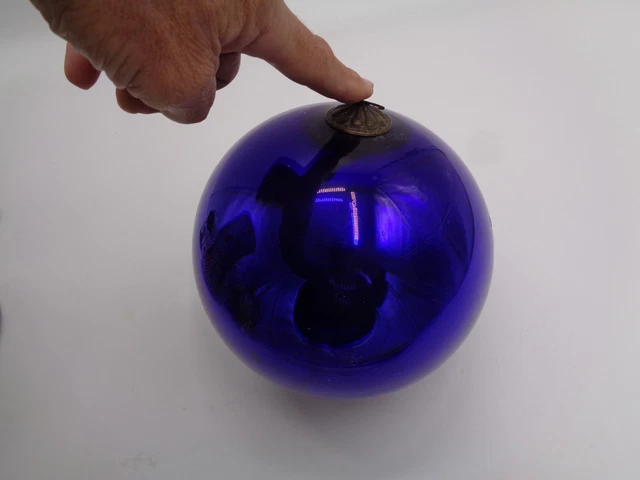 ANCIENNE BOULE DE NOEL JEUNE FILLE VERRE Eglomisé Mercurisé Ex URSS Vitrine D Imgx500 375